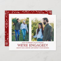 Engagement Announcement 2 Photo Snowflake Pattern