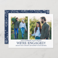 Engagement Announcement 2 Photo Snowflake Pattern