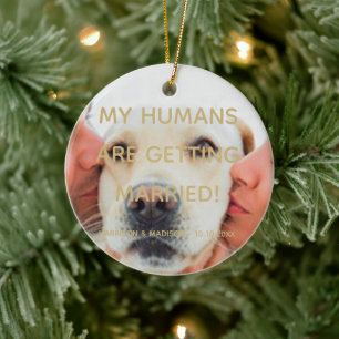Engagement announcement custom photo Christmas Ceramic Ornament