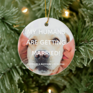 Engagement announcement custom photo Christmas Ceramic Ornament