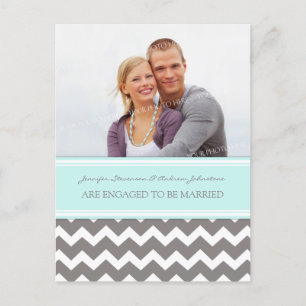 Engagement Announcement Photo Postcard Blue Grey