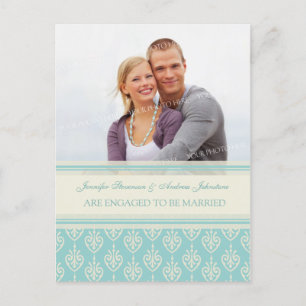 Engagement Announcement Photo Postcards Aqua Cream