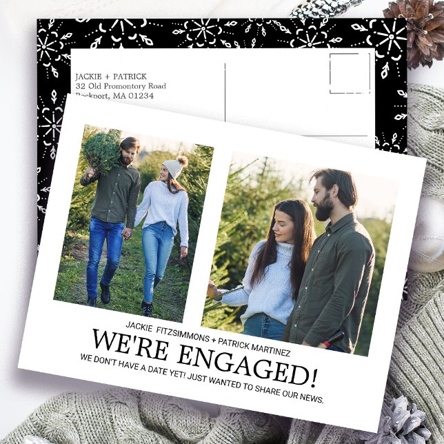 Engagement Announcement Photo Snowflake Pattern Postcard (Creator Uploaded)