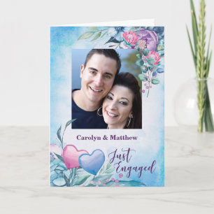 Engagement Announcement Purple and Blue Flowers