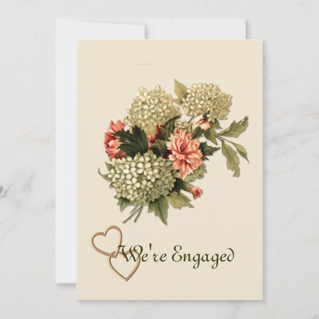 Engagement Announcement Vintage Flower Bouquet (Front)