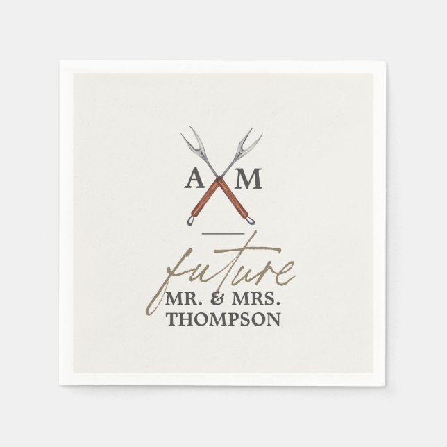 Engagement BBQ Monogram Paper Napkin (Front)