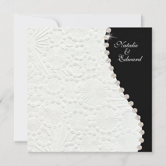 Engagement Black and White Vintage Pattern Invite (Front)