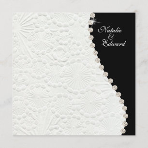 Engagement Black and White Vintage Pattern Invite