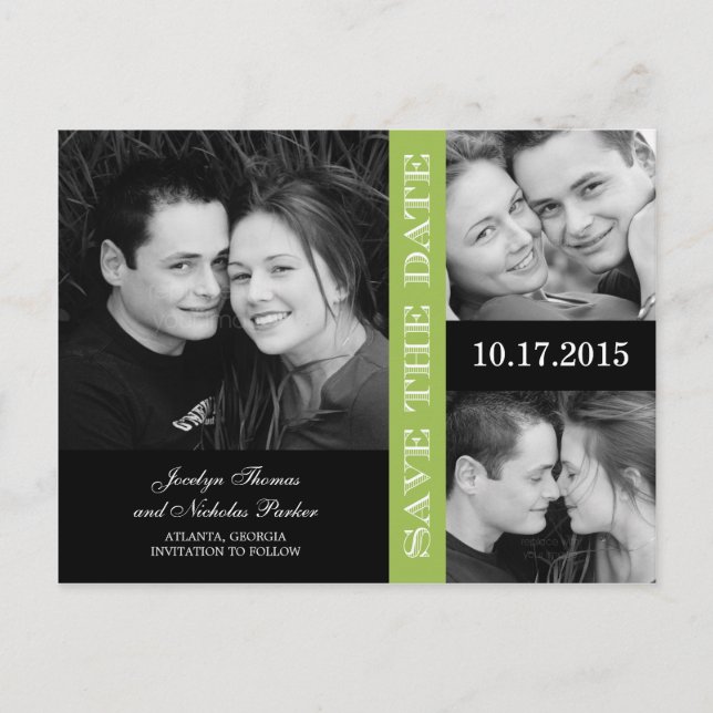 Engagement Collage Save The Date Announcement (Front)