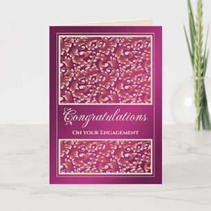 Engagement Congratulations Damask Plum Pink Card