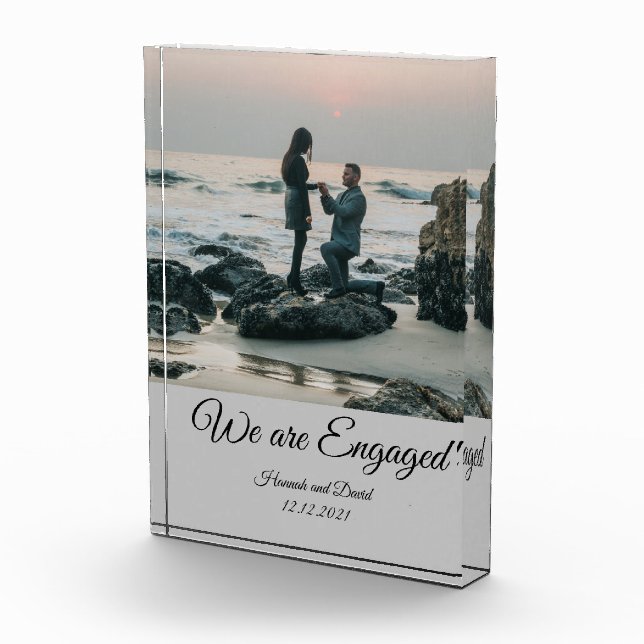 Engagement Couple's Photo and Name Grey (Right)