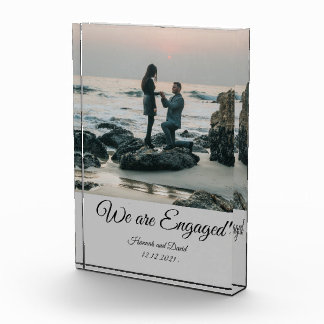 Engagement Couple's Photo and Name Grey Block