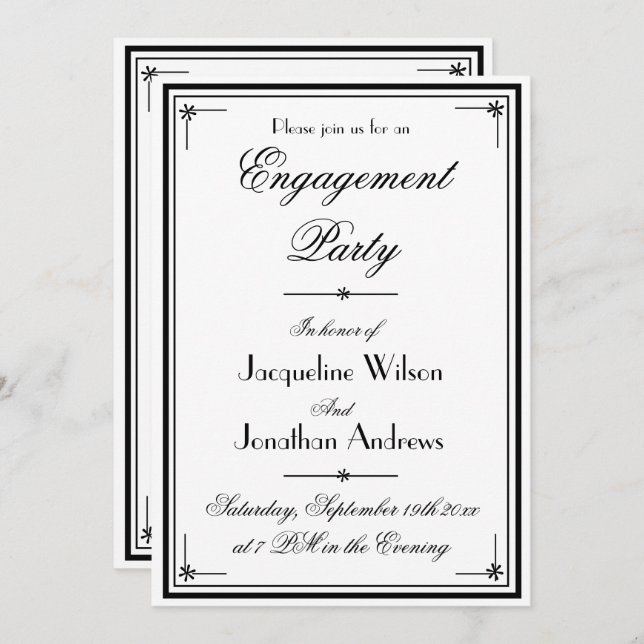 Engagement Elegant Classic Script Engagement Party Invitation (Front/Back)