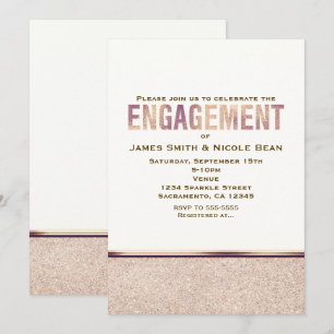 Engagement Faux Rose Gold Champagne Invitation
