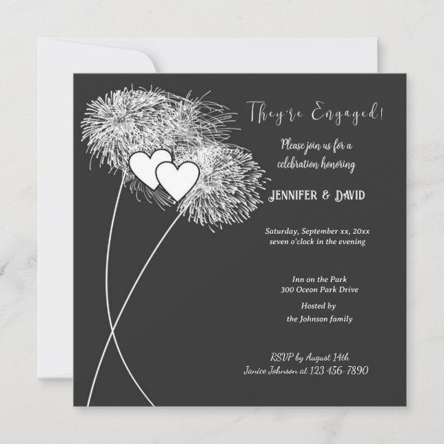 Engagement Fireworks Invitation (Front)