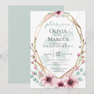 Engagement Fresh Spring Flowers and Foliage Invitation