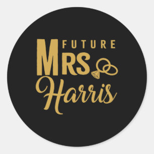 Engagement Gift For Women Bride Future Mrs. Harris Classic Round Sticker