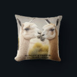 Engagement gift Kissing Llamas for Home Decor Throw Pillow<br><div class="desc">Looking for a fun and unique gift for your friends? Here it is: The irresistable throw pillow with a photo of two Llamas kissing. Add a pop of fun and love to your home decor with the Kissing Lamas Throw Pillow! This adorable pillow features a colourful photo of two lamas...</div>