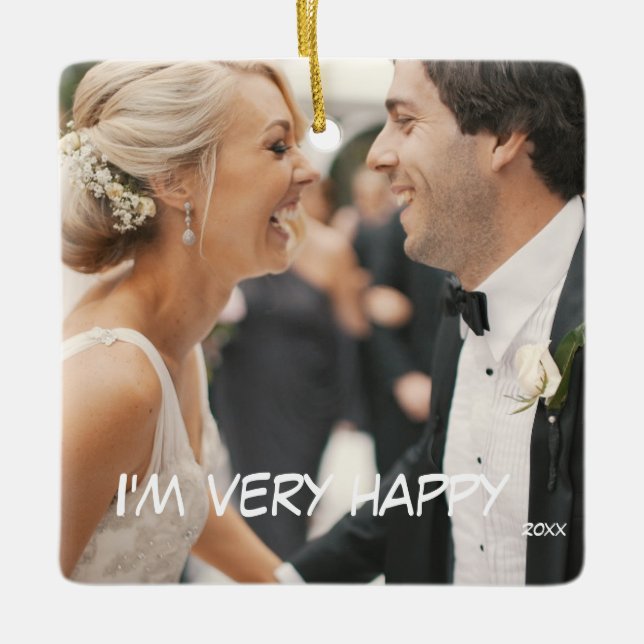 Engagement Gifts for Couples 2024 Christmas Ceramic Ornament (Front)