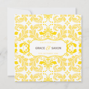 ENGAGEMENT INVITATION style savvy damask yellow