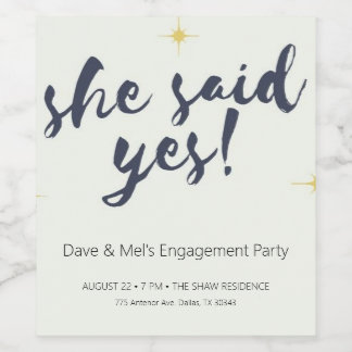 Engagement invitation wine bottle label
