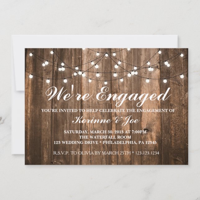 Engagement Invitation Wood and Lights (Front)