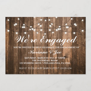 Engagement Invitation Wood and Lights
