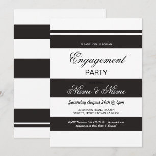 Engagement Invitations Stripe Black & White