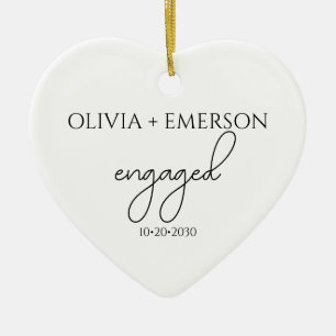 Engagement Keepsake Heart Ceramic Ornament