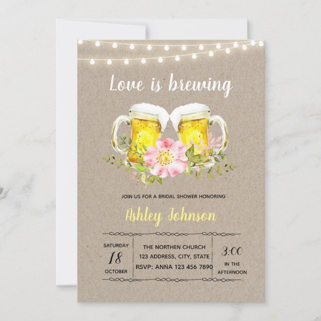Engagement love is brewing invitation (Front)