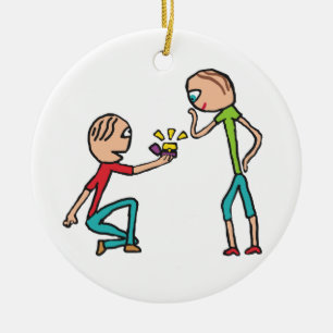 Engagement Marriage Proposal Ceramic Ornament
