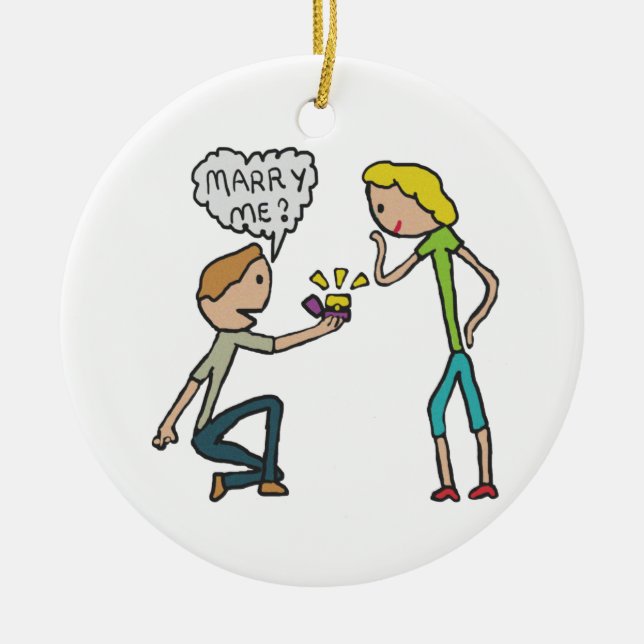Engagement Marry Me Proposal Ceramic Ornament (Front)
