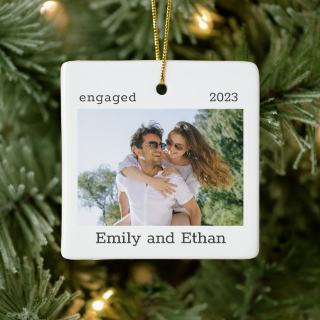 Engagement Minimal Photo Modern Couple Ornament (Tree)