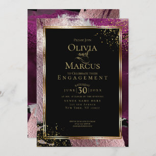 ENGAGEMENT   Modern Bold Abstract Wine Strokes Invitation