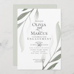 ENGAGEMENT   Modern Sage Green Foliage Invitation