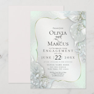 ENGAGEMENT   Mystic Honeydew Shimmer Leaves Invitation