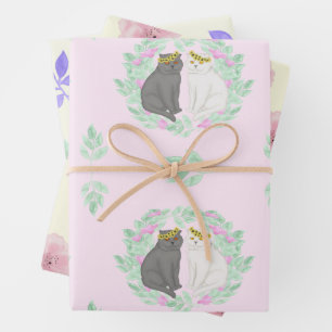 Engagement or wedding set wrapping paper sheet
