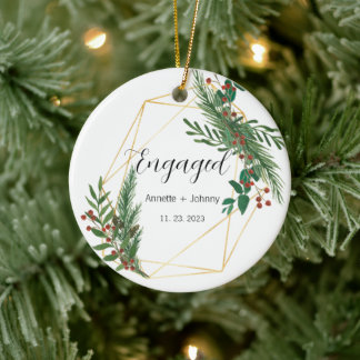 Engagement Ornament, Engaged Ornament, Bridal Ceramic Ornament