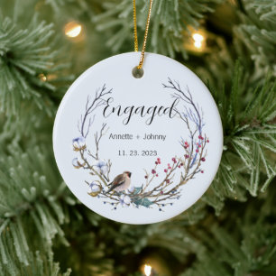 Engagement Ornament, Engaged Ornament, Bridal Ceramic Ornament