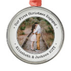 Engagement Our First Christmas Simple Black White