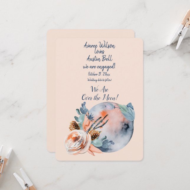 Engagement Over the Moon   Card (Front/Back In Situ)