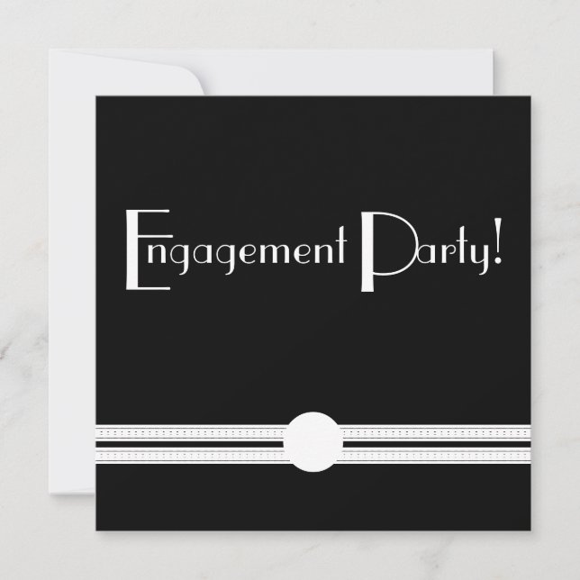 Engagement Party Art Deco Black and White Custom Invitation (Front)