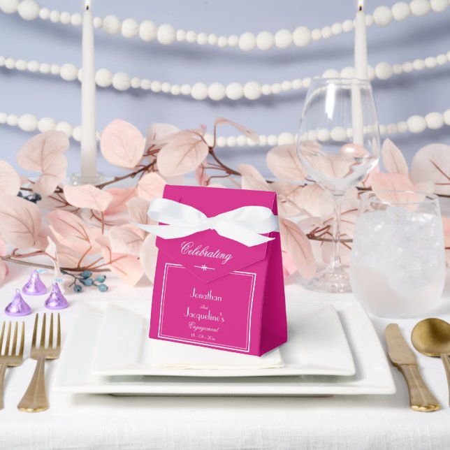Engagement Party Beautiful Magenta Script Chic  Favor Box (Wedding)