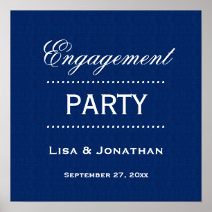 Engagement Party Classic Blue and White A01 Poster