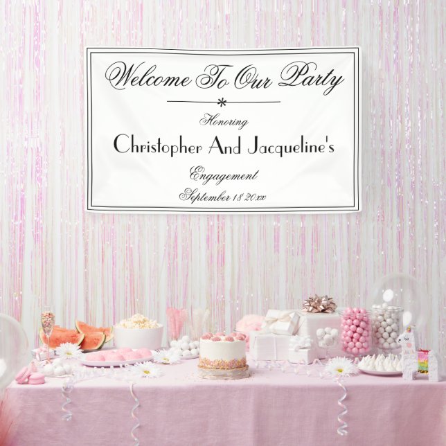 Engagement Party Classic Chic Custom Names Welcome Banner (Party)