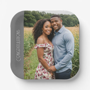 engagement party custom photo Paper Paper Plate