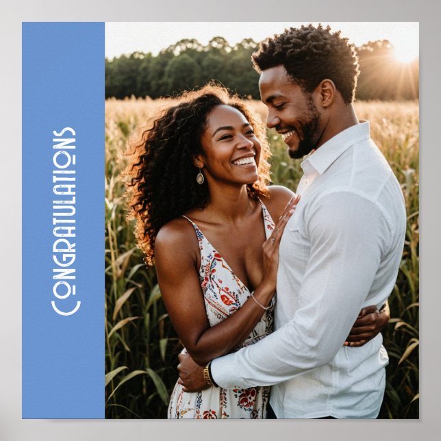 Engagement party custom photo poster with text (Front)