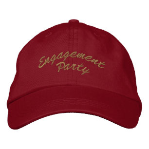 Engagement Party Custom Taupe Text Colour Red Hat