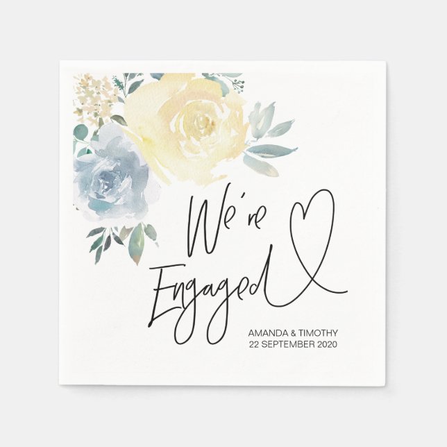 Engagement Party Decor Summer Blue Floral Napkin (Front)