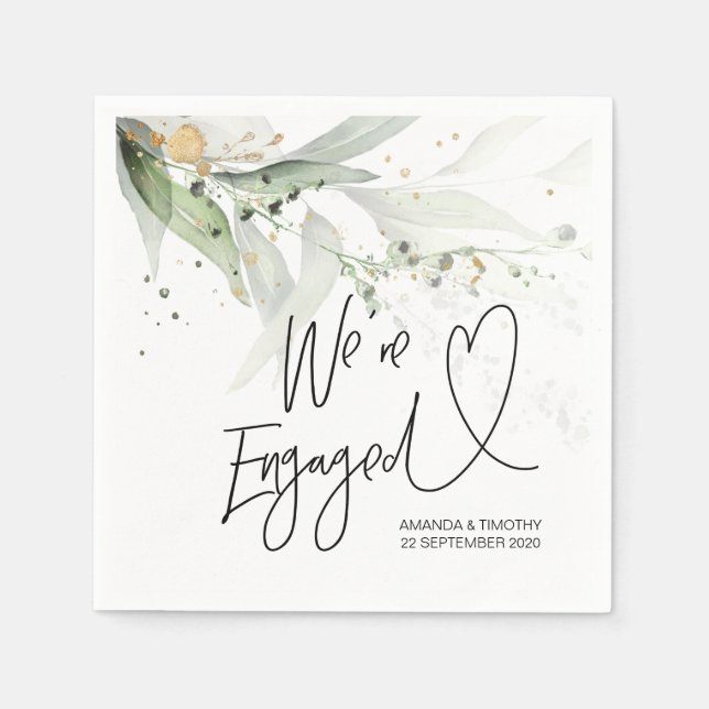 Engagement Party Decorations Modern Eucalyptus Napkin (Front)
